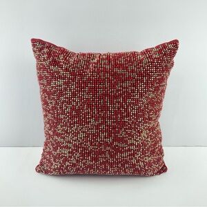 NEW Threshold Mini Beaded Square Throw Toss Pillow Red Holiday Christmas 10x10